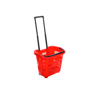 supermarket collapsible shopping basket with wheels
