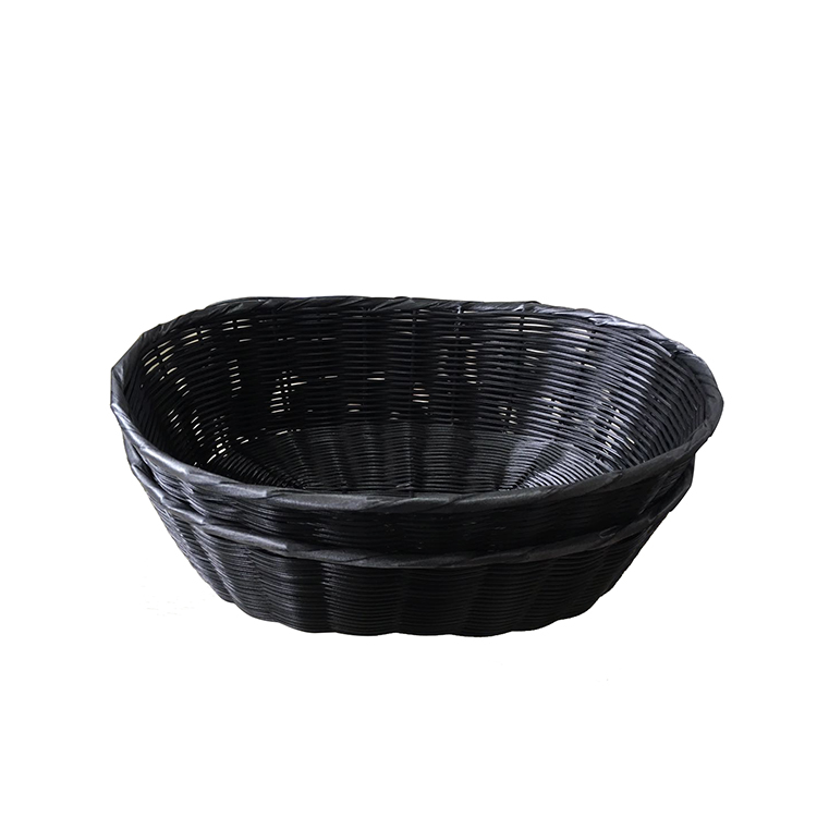 oval type plastic wicker fruit basket with hand made